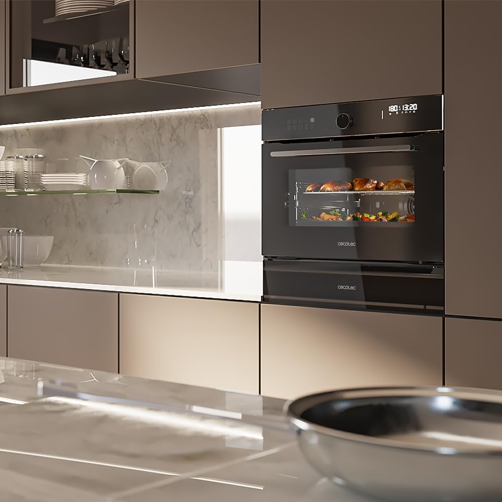 Cecotec Forno da ncasso Multifunzione 53L - Friggitrice ad Aria - Bolero Hexa AF314500 Glass Black A. 2900W, 11 Funzioni, Airfryer Master, Pizza Master, Basso Consumo, Facile Pulizia