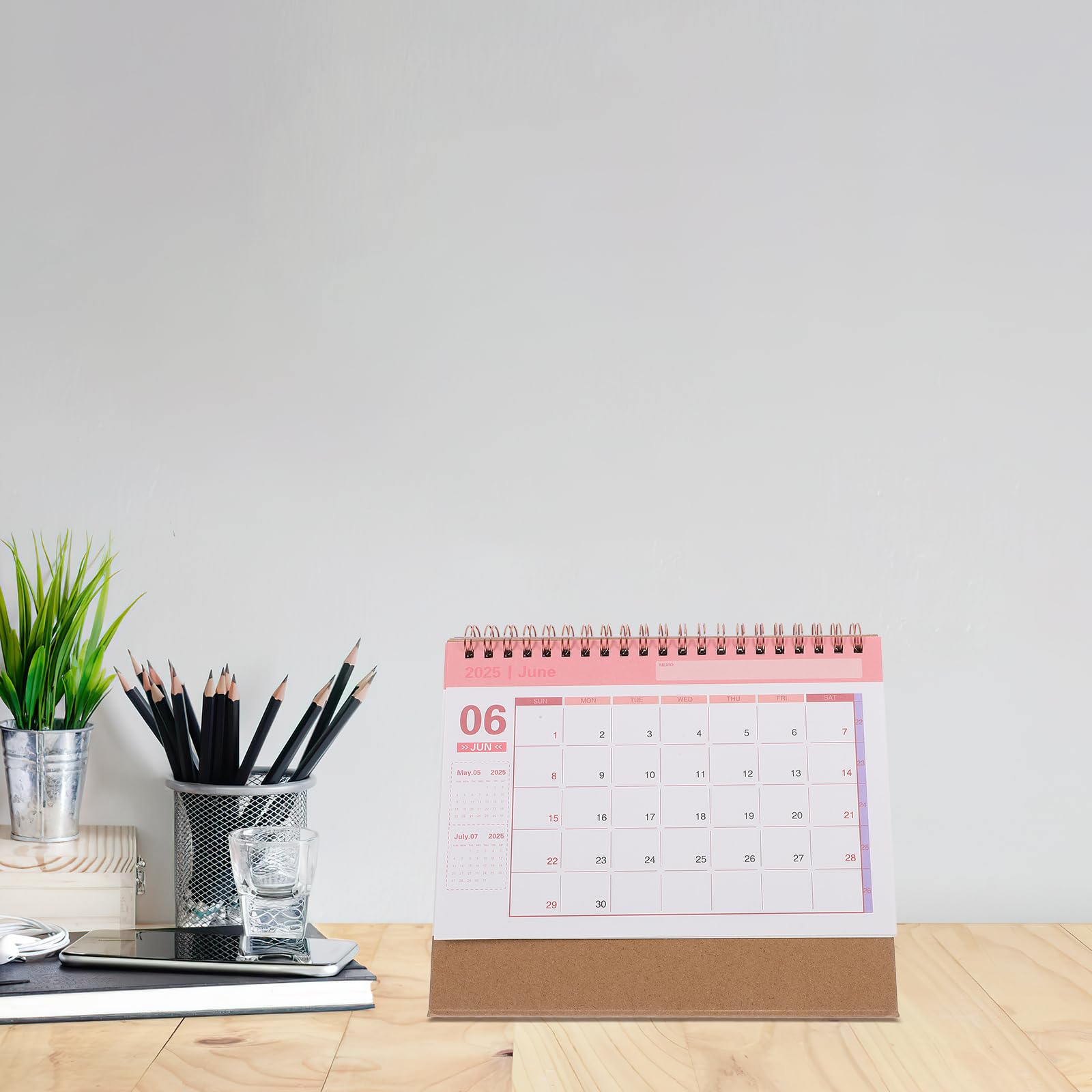 AOKWAWALIY 2026 Desk Calendar Standing Flip Desktop Calendar Stand up Desk Calendar 7.4x6.4 Inch with Twin-Wire Binding - Image 2
