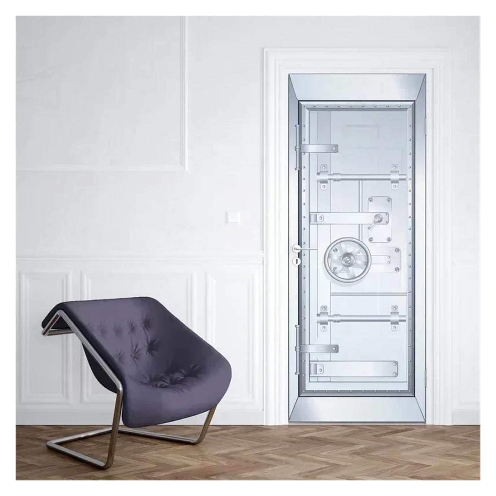 Stickers de porte d'armure en métal PVC autocollant 40x120cm