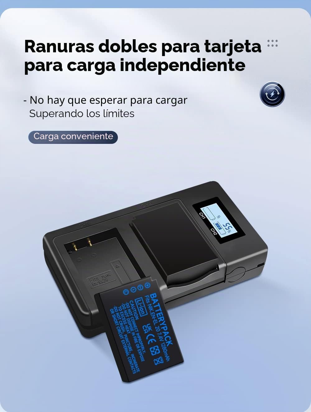 Baterías EN-EL20 EN-EL20a y Cargador USB LCD para Nikon Coolpix P950, P1000, P1100, Coolpix A, DL24-500, 1 AW1, 1 J1, 1 J2, 1 J3, 1 S1, 1 V3 Cámara Digital