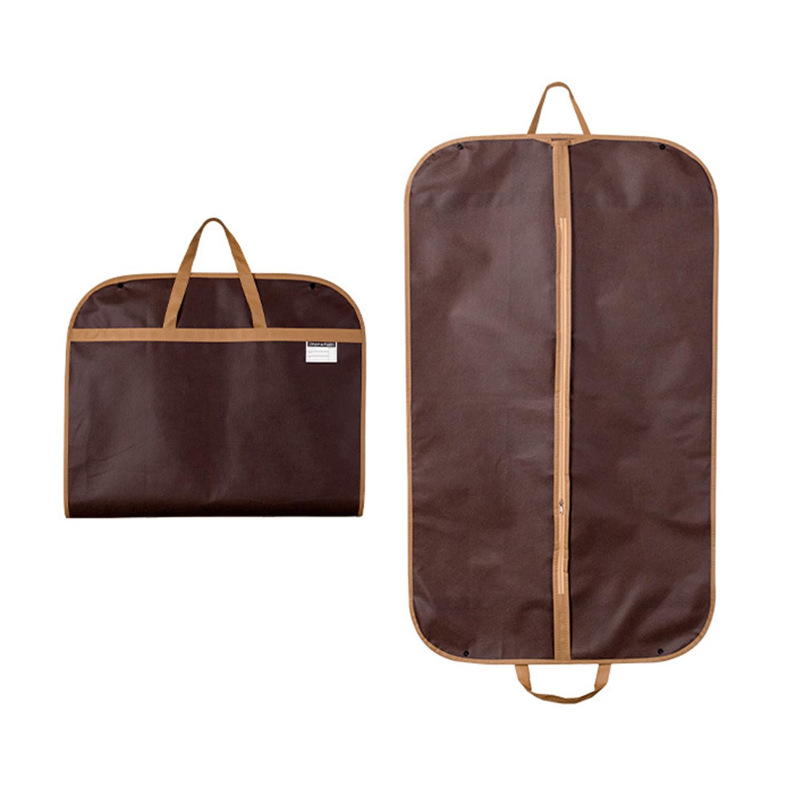 Copriabiti Confezione da 2 Porta abiti da 39 pollici Borse porta abiti in tessutn tessuto non tessuto Traspirante Borsa da viaggio antipolvere da viaggio con manici, 100 x 60 cm, Caffè scuro