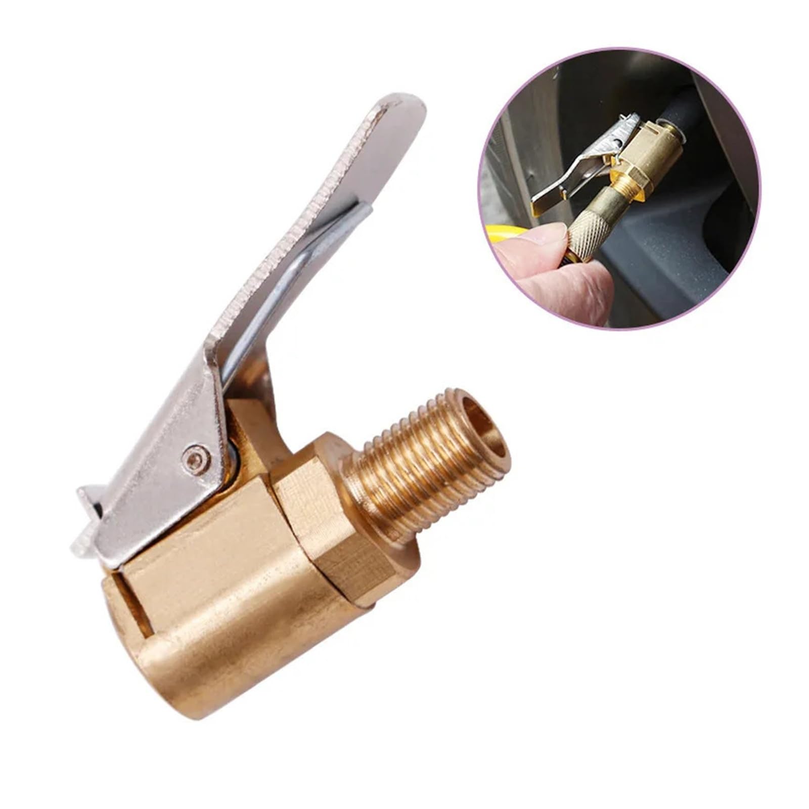 Connettore valvola mandrino aria gonfiatore pneumatici, adattatore in ottone da 8 mm per ruota, compatibile con pneumatici gonfiabili, durevole e facile da usare, ideale per applicazioni domestiche e