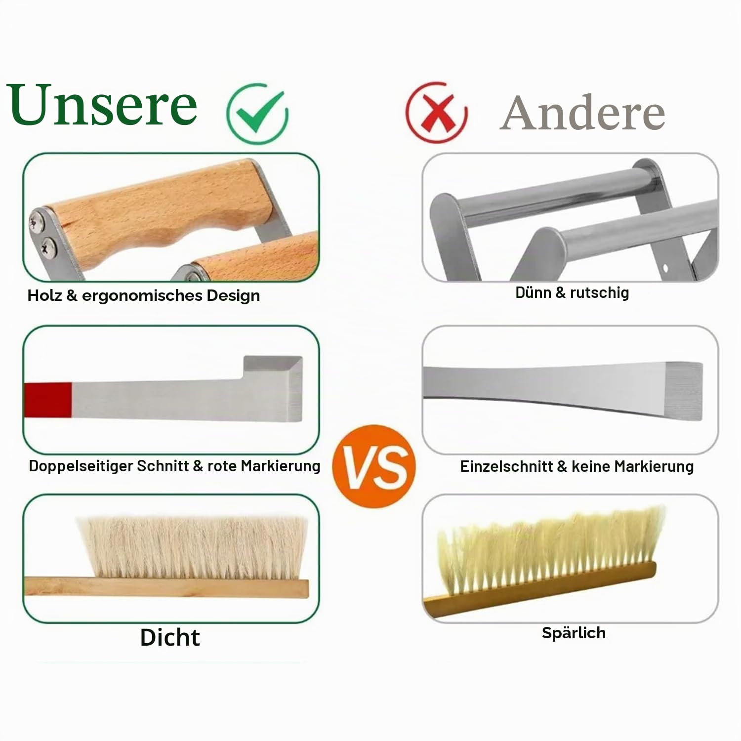 Imker Zubehör,Beekeeping Supplies Stockmeißel,12 PCS Imkereibedarf,Imkerwerkzeuge Und Zubehör,Enthält Bienenbürste,J-Haken usw.,Für Professionelle Imker-Einsteiger,Bietet Alles,Was Imker Benötigen