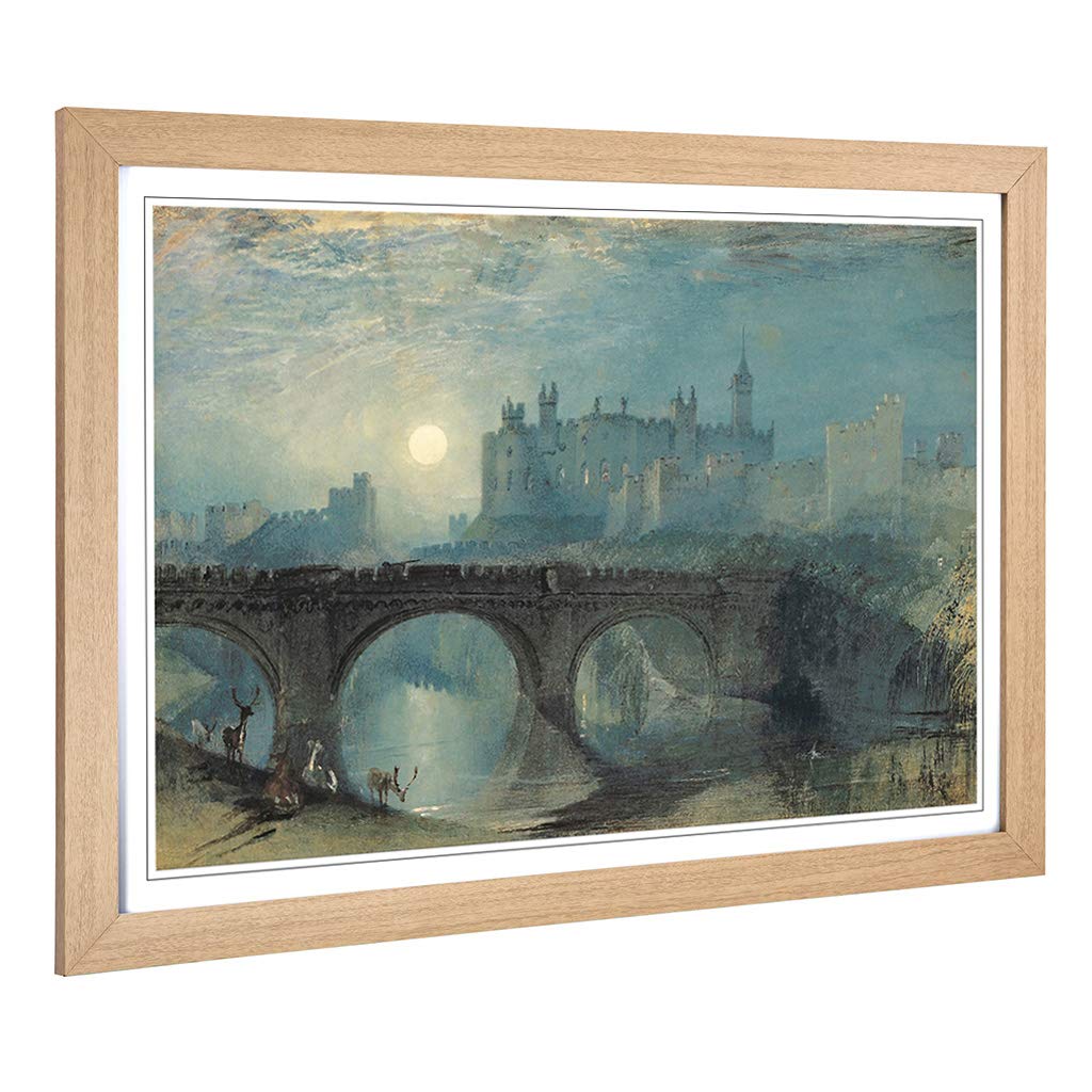 Big Box Art Framed Print of J.M.W (Joseph Mallord William Turner) Alnwick Castle Design | Wall Art Picture| Home Decor for Living Room, Bedroom, Office, Oak, A2 / 24.5x18 Inch / 62x45cm