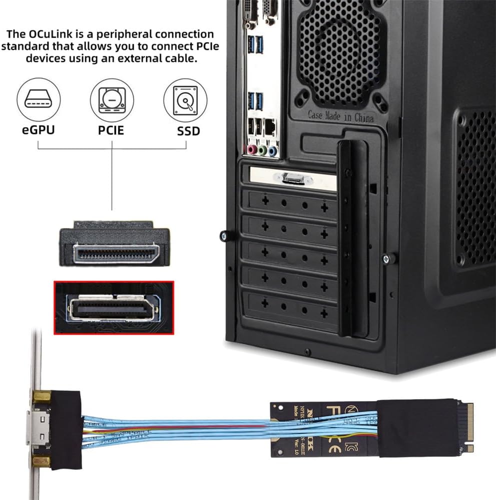 Xiwai M.2 2280 NGFF Card Adapter PCI-E4.0 M-Key to Oculink SFF-8612 SFF-8611 Host Cable 30cm with Bracket for NVME U.2 SSD eGPU