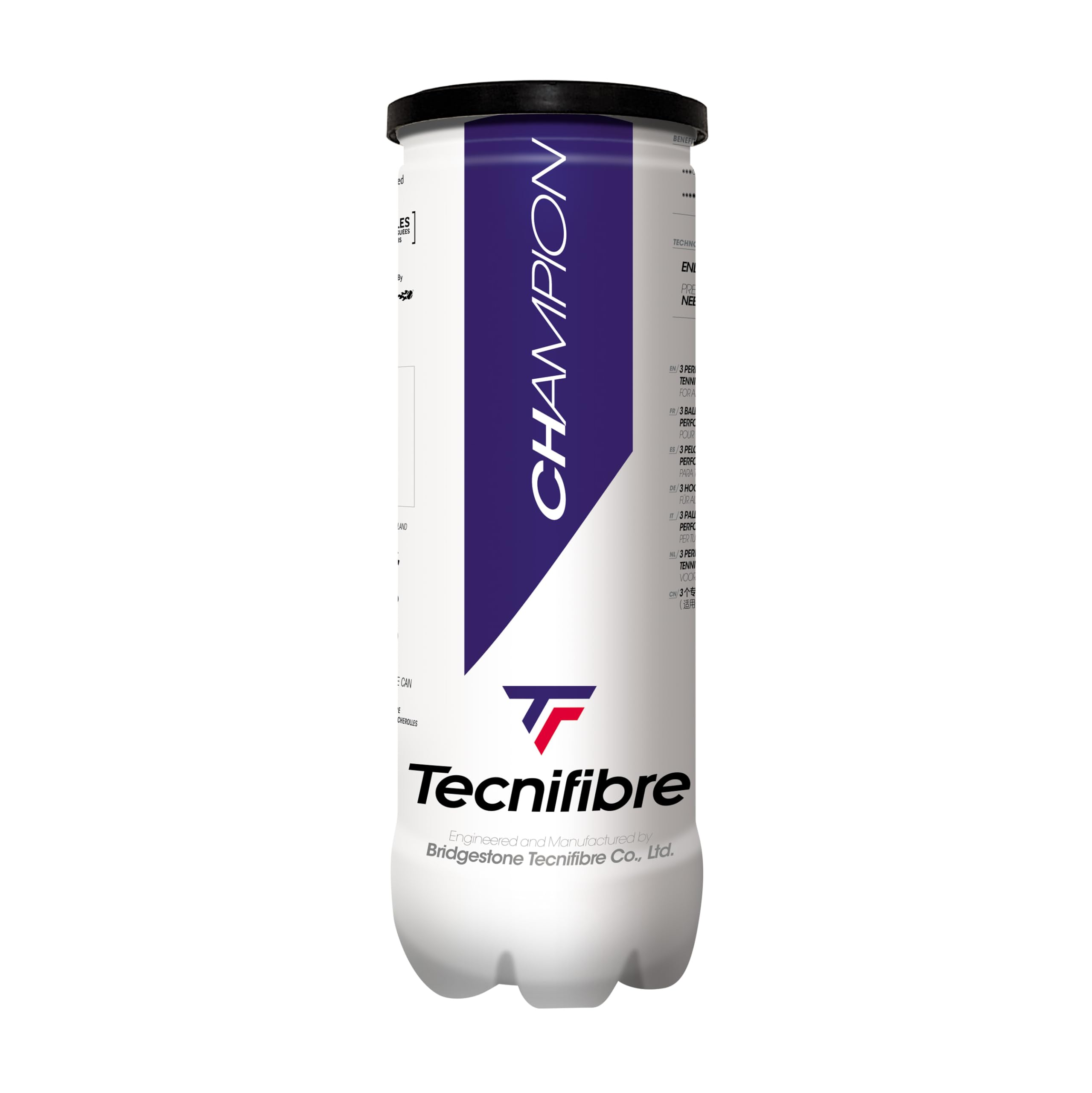 Tecnifibre Champion One Lot de 72 balles de tennis extra résistantes avec étui de 24 canettes