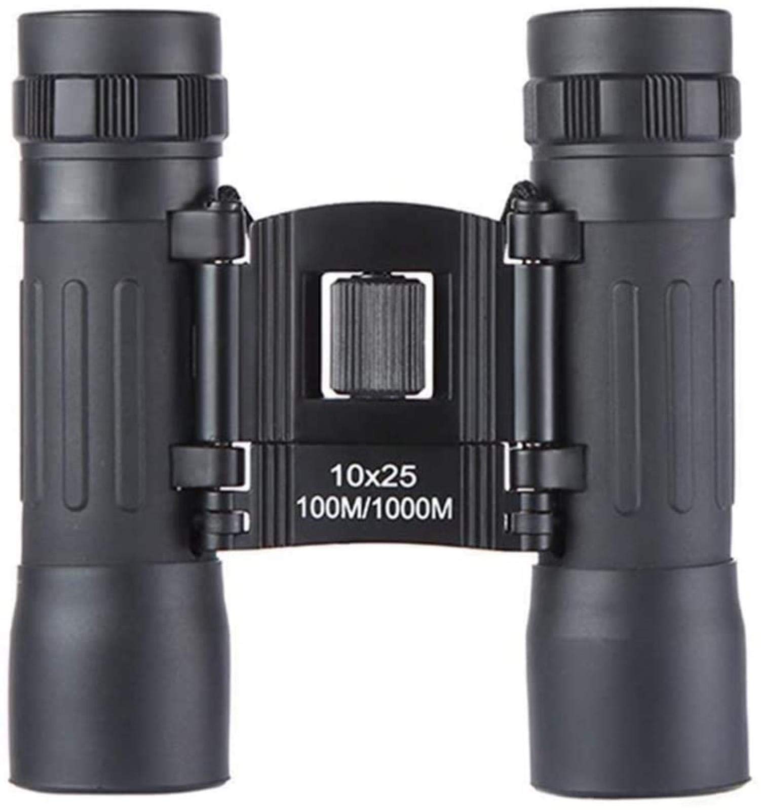 Binocolo per Adulti 10X25 Obiettivo Compatto Portatile Nero ad Alta Definizione Obiettivo Semi-Ottico da 34 mm Telescopio Multifunzione