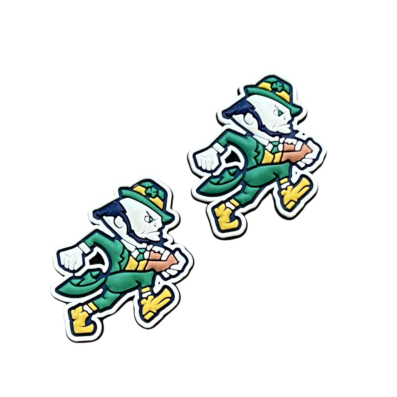 Fighting Irish Shoe Charms, 2-Piece Set, Green and Yellow