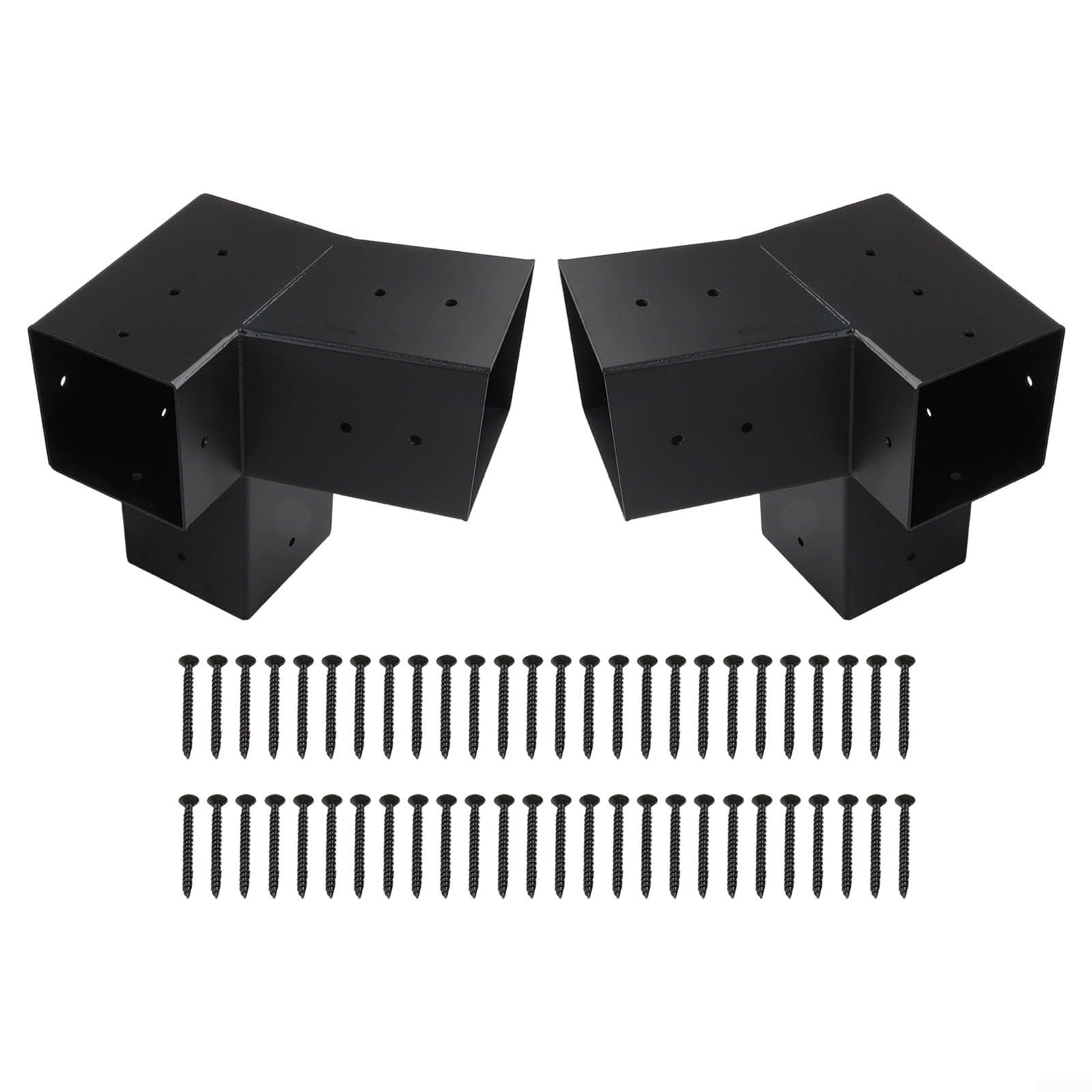 Slanted Roof Pergola Bracket Set for 4x4 Posts, Steel Wall Mount Hardware with 3-Way & Unidirectional Options, Black Outdoor Gazebo Support Kit(Left 15°+Right 15°)