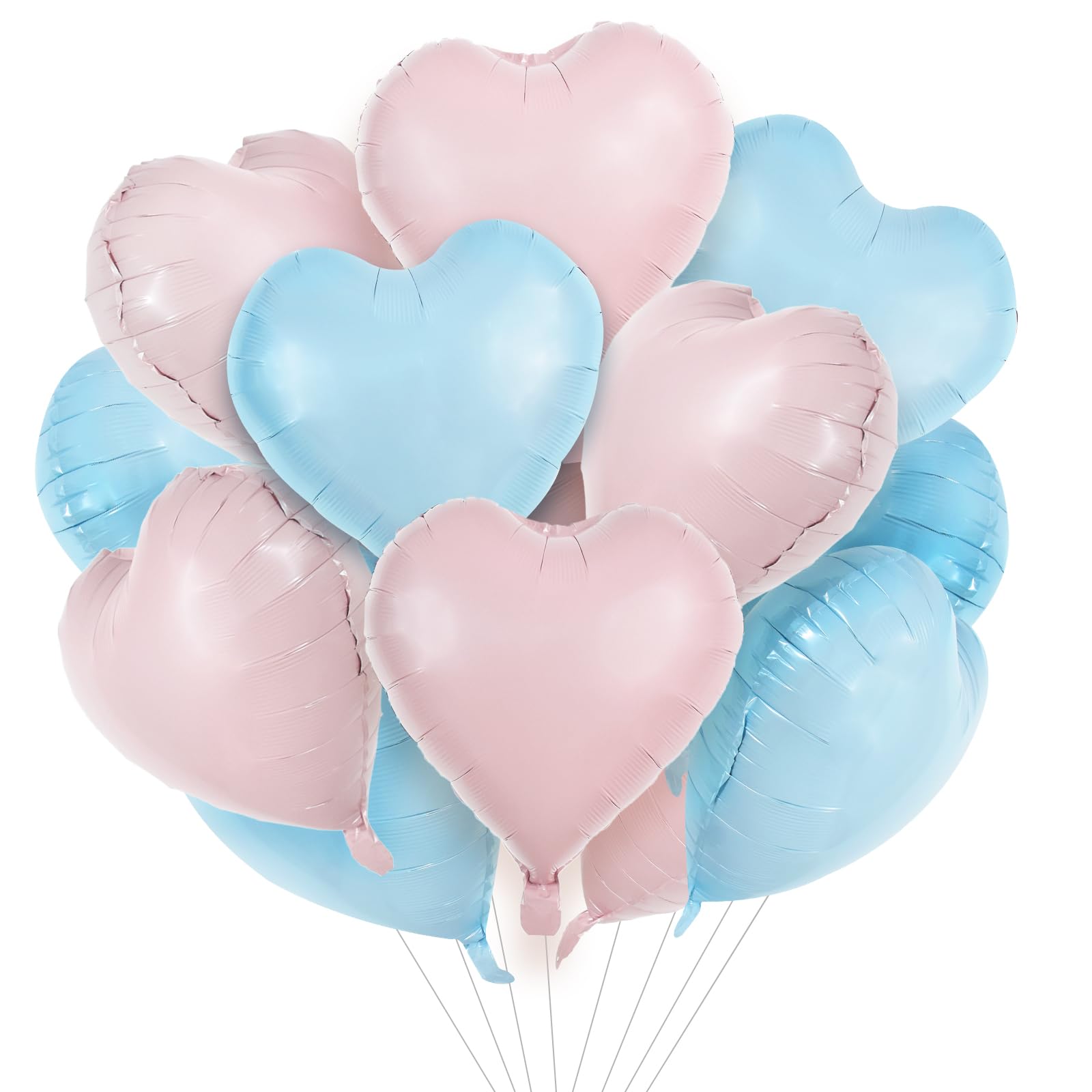 Photo 1 of TONIFUL 15Pcs 18 Inch Heart Balloons Pastel Pink Blue Heart Shape Foil Mylar Balloons Decoration for Baby Shower Wedding Bridal Shower Anniversary Engagement Birthday Party Supplies