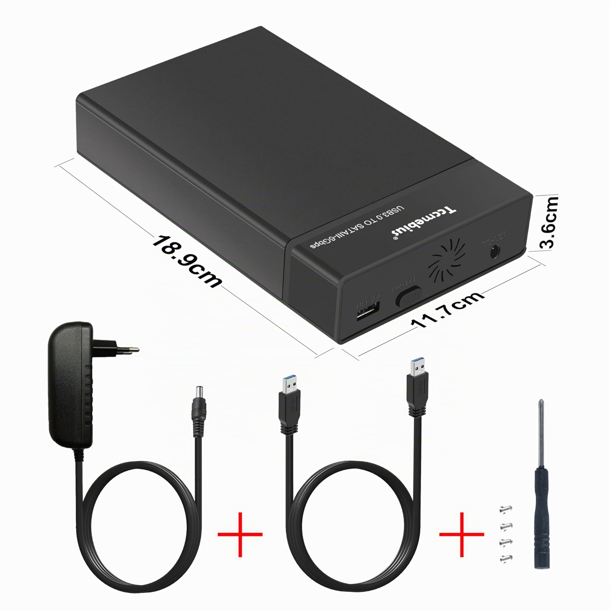TCC-S863-DE USB 3.0 a SATA Esterno Alloggiamento per Disco Rigido per 2.5 3.5 Pollice HDD SATA I/II/III SSD (Massimo 20TB), Supporta UASP, Sonno Automatico, Installazione Senza Attrezzi