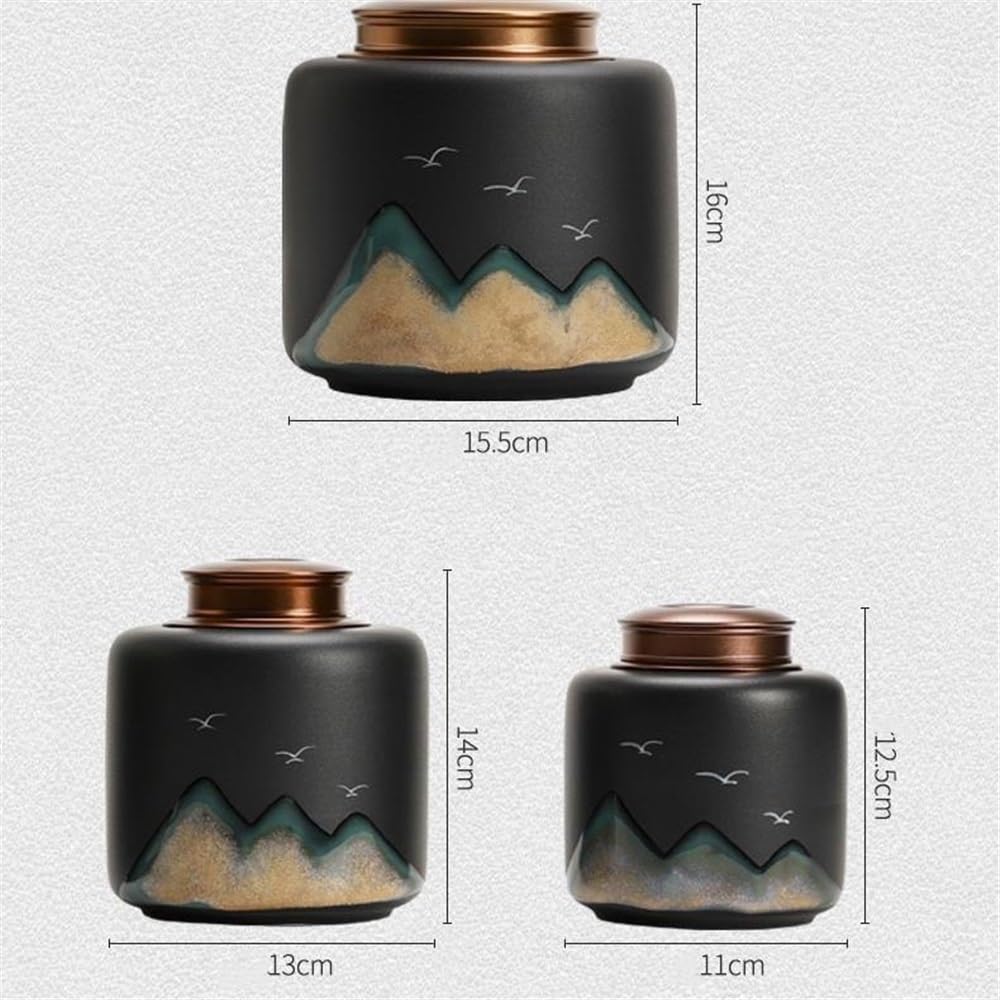 Kanister für Tee, Kaffee und Zucker Teedose aus Keramik mit spiralförmigem Doppeldeckel und versiegeltem Vorratsglas(Weiß,Klein)