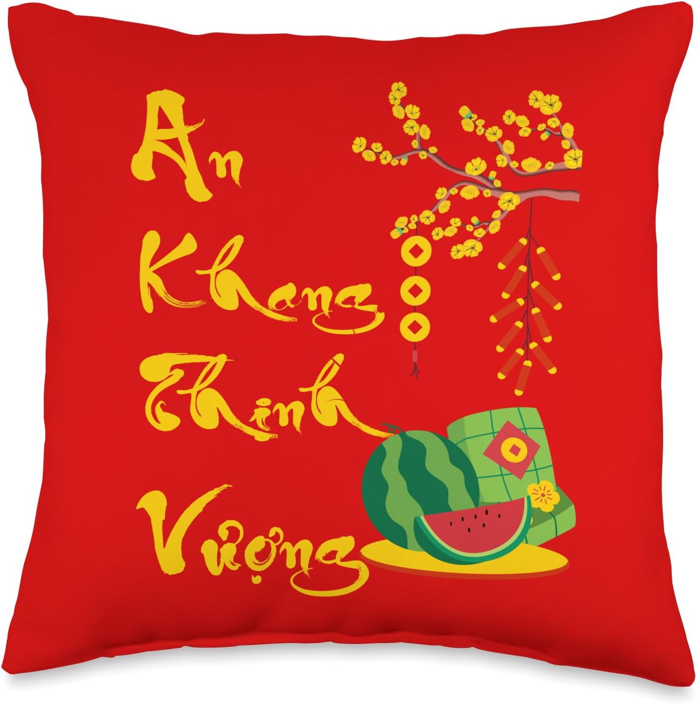Vietnamese Lunar New Year Decorations 2025 | Tet 2025 Throw Pillow 16x16