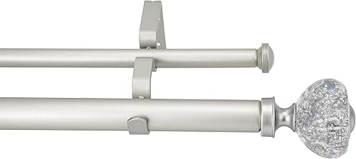 Miniatura 7 de eTeckram Barra de cortina doble de 1 pulgada con remates grandes, dorado, 48-84 pulgadas