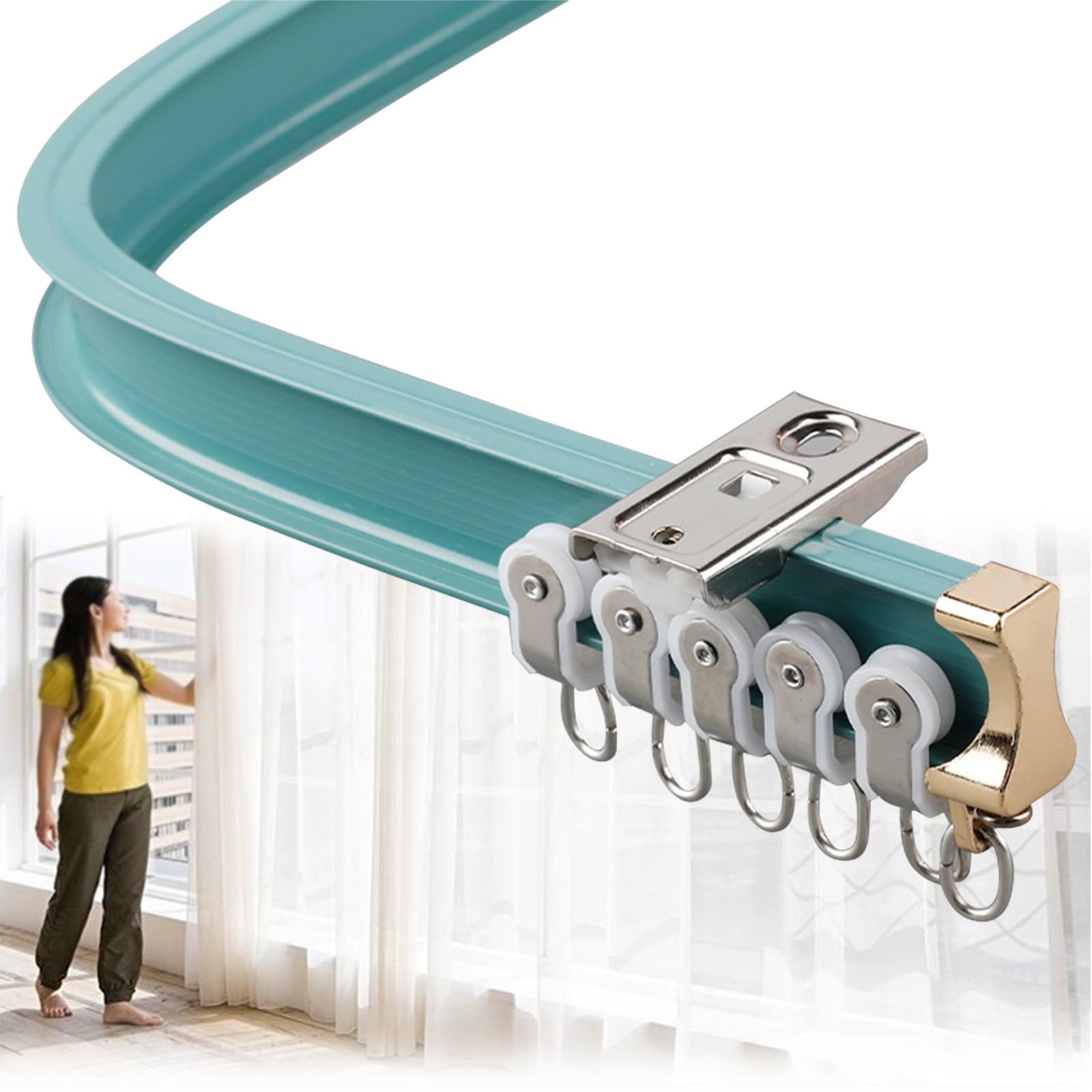 Rail de rideau de plafond incurvé en aluminium réglable de 100 à 660 cm