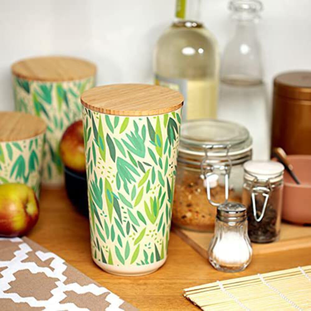 Puckator Willow Large Reusable Bamboo Composite Storage Jar. Home Kitchen Cereal Biscuits Pasta Rice, BPA & Phthalate, Recycled Silicone Seal Bamboo Lid 18.5x10.5x10.5cm