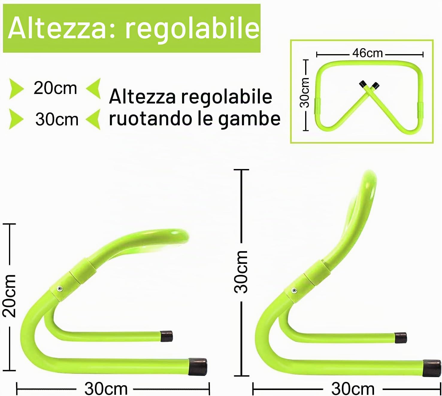 NAIZY Ostacoli Velocità/Agilità Calcio Ostacoli Altezza Regolabile Calcio Accessori di Formazione - Multi-Sport Aiuto di Formazione di Agilità e di Coordinamento, Verde (Set di 6)