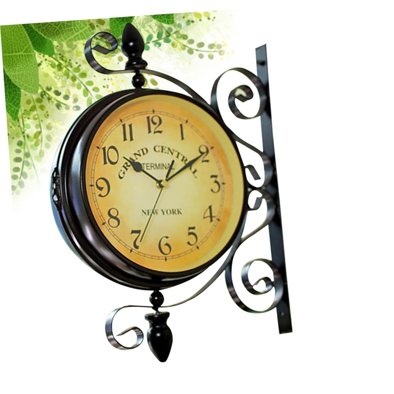 PRETYZOOM Doppelseitige Wanduhr Vintage aus Eisen Geräuschlos mit 360 Grad Drehung Antike Dekorative Zweiseitige Uhr für Wohnzimmer und Jubiläen