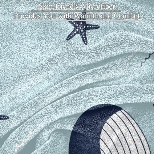 Couverture polaire étoiles baleines plaid canapé et jeté de lit doux - 3