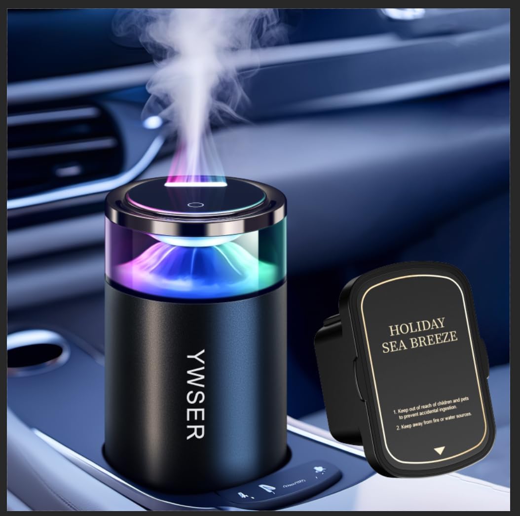 2025 Upgraded Smart Car Air Freshener 583,Car Diffuser Pro,Ultrasonic Atomizer,Auto On/Off, Adjustable Modes,8 Ambient Lights,Long-lasting Premium Scents