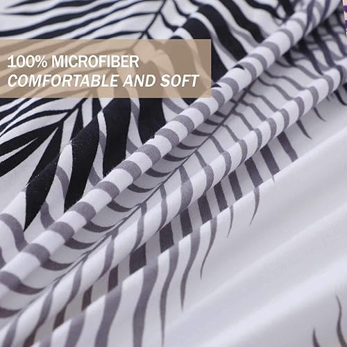 Miniatura 6 de Nanko Juego de edredón de tamaño Queen, diseño de plumas de hojas blancas, reversible, de microfibra alternativa, para todas las estaciones, edredón