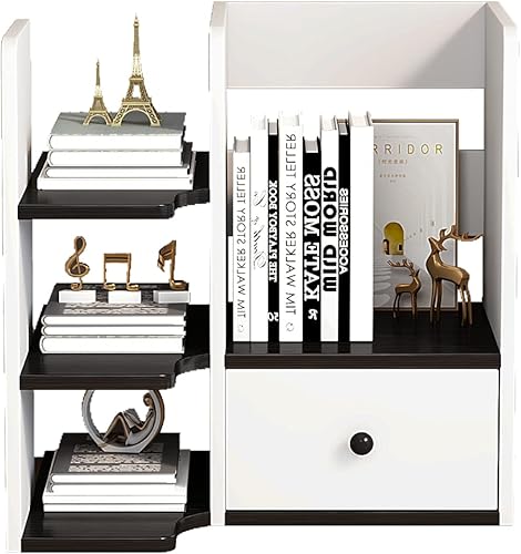 Miniatura 5 de ALISENED Organizador de escritorio con cajón estante de almacenamiento pequeño de madera para escritorio o mesa multifuncional suministros de