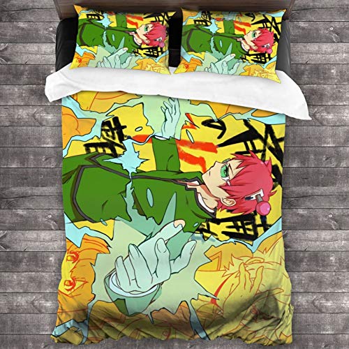 Saiki k anime bed cover-bed cover set, 3-piece bedding set, 86inx…