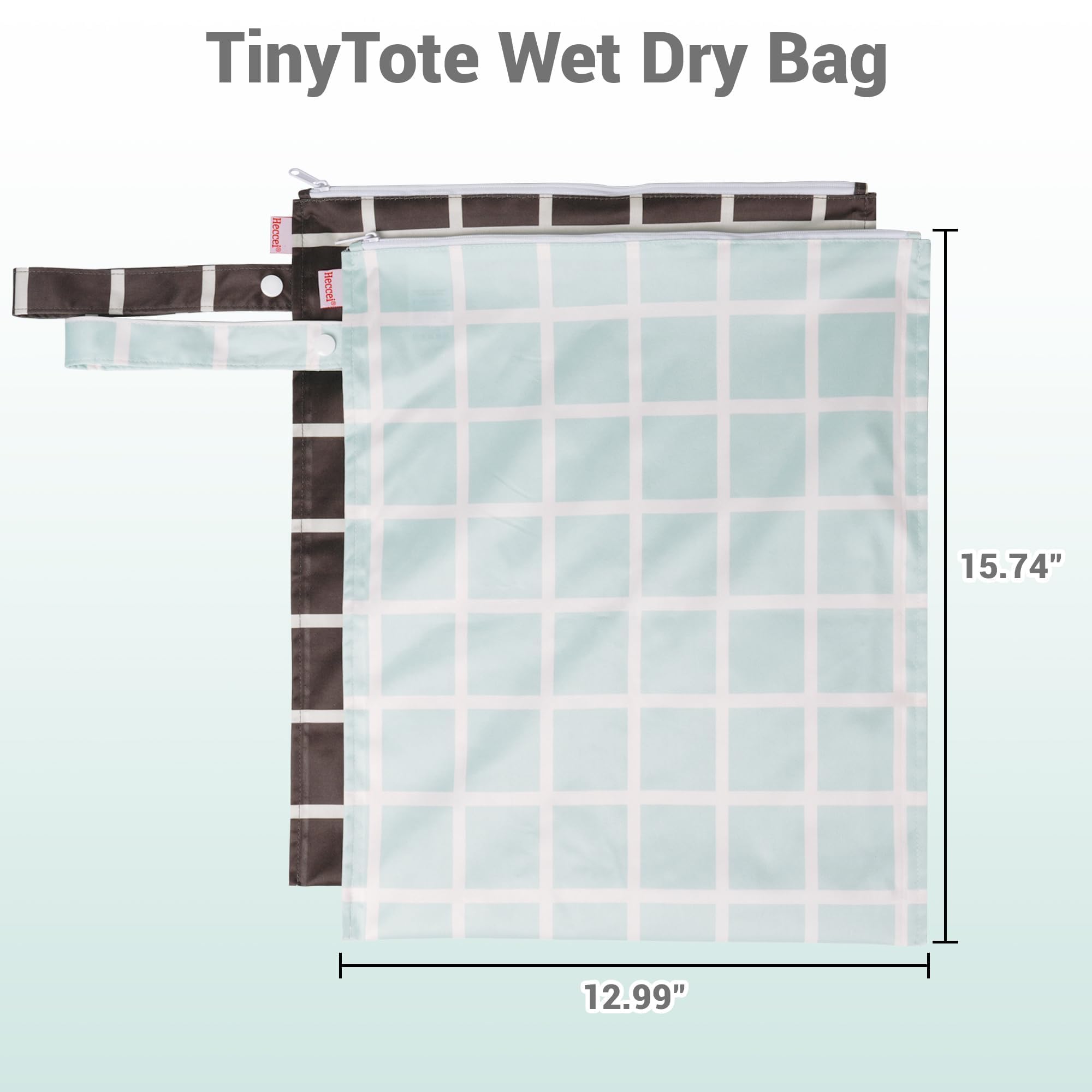 HECCEI Lot de 2 Sacs imperméables réutilisables lavables pour Couches en Tissu avec Pochette à Crochet 33 x 38 cm pour Articles de bébé, Natation, Plage, Gym, Piscine, Voyage