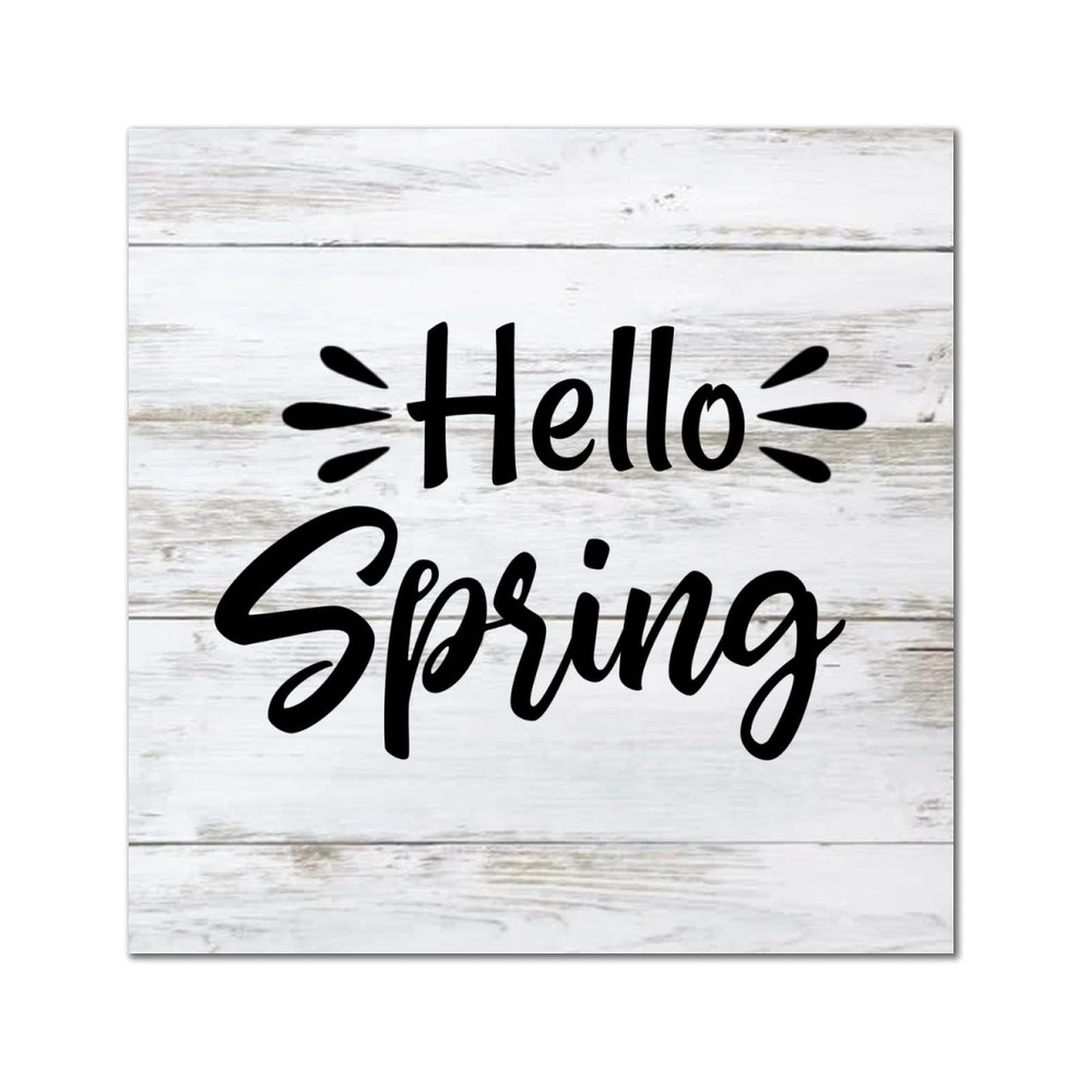 Plaque murale vintage en bois Hello Spring 35cm pour decoration murale en bois interieur