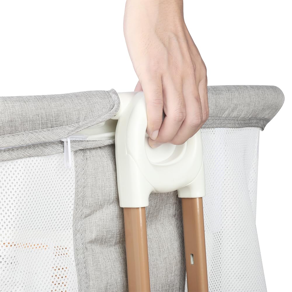 HUOLE Łóżeczko dziecięce 3 w 1 do 30 kg, łóżeczko bujane, regulacja wysokości i nachylenia materaca, 4 kółka z hamulcem, ergonomiczny materac, torba-96 x 60 x 90-115 cm-szary