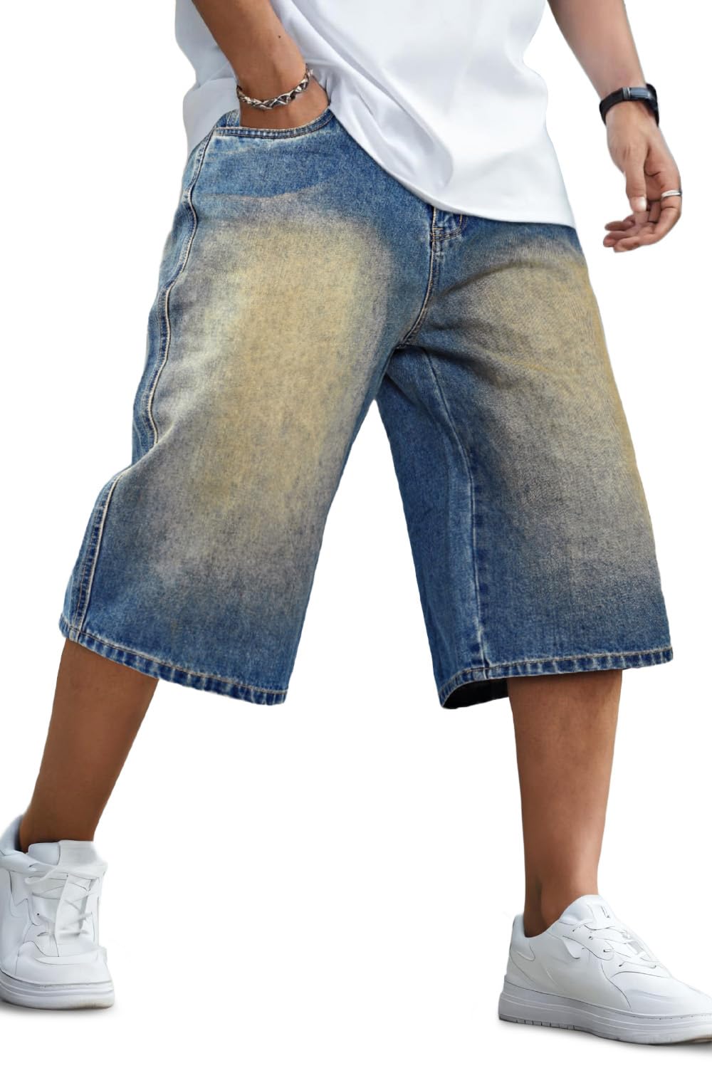 GINGTTO Mens Baggy Jean Shorts Long Denim Jorts Below Knee 14 Inch Inseam