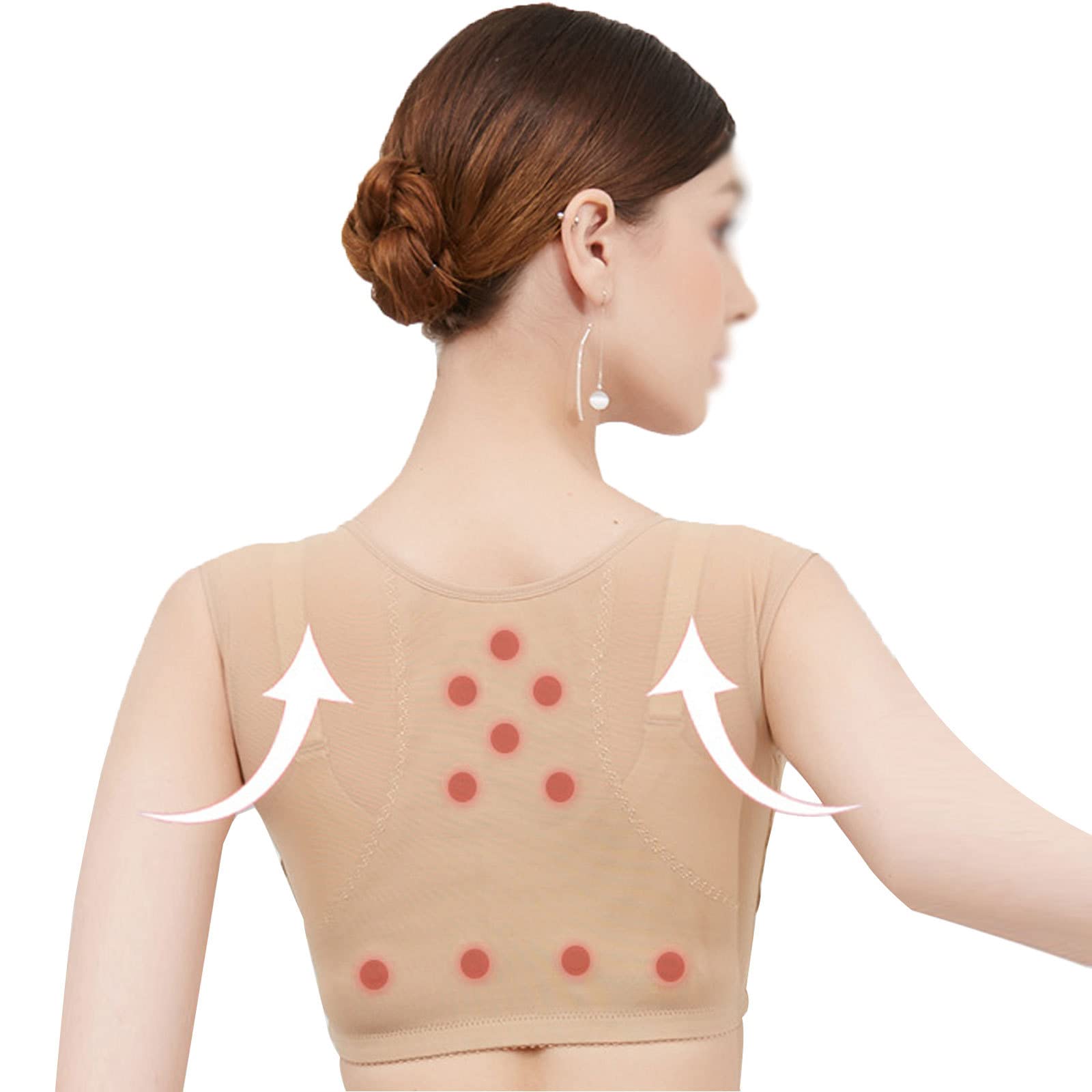 HTLLT Back Chest Brace Posture Corrector Stealth Camelback Support Posture Corrector For Women,Beige-L