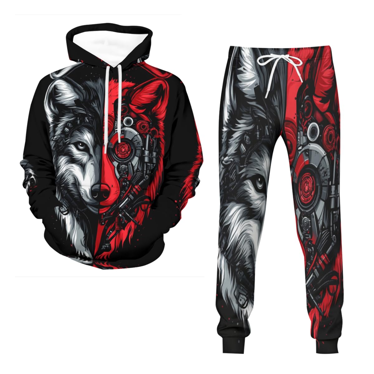 Sweat à capuche Wolfss imprimé animal 3D décontracté et stretch