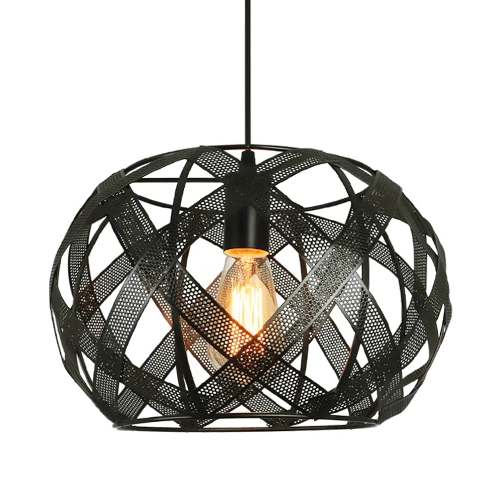 Lámpara colgante de jaula de metal negro estilo industrial E27