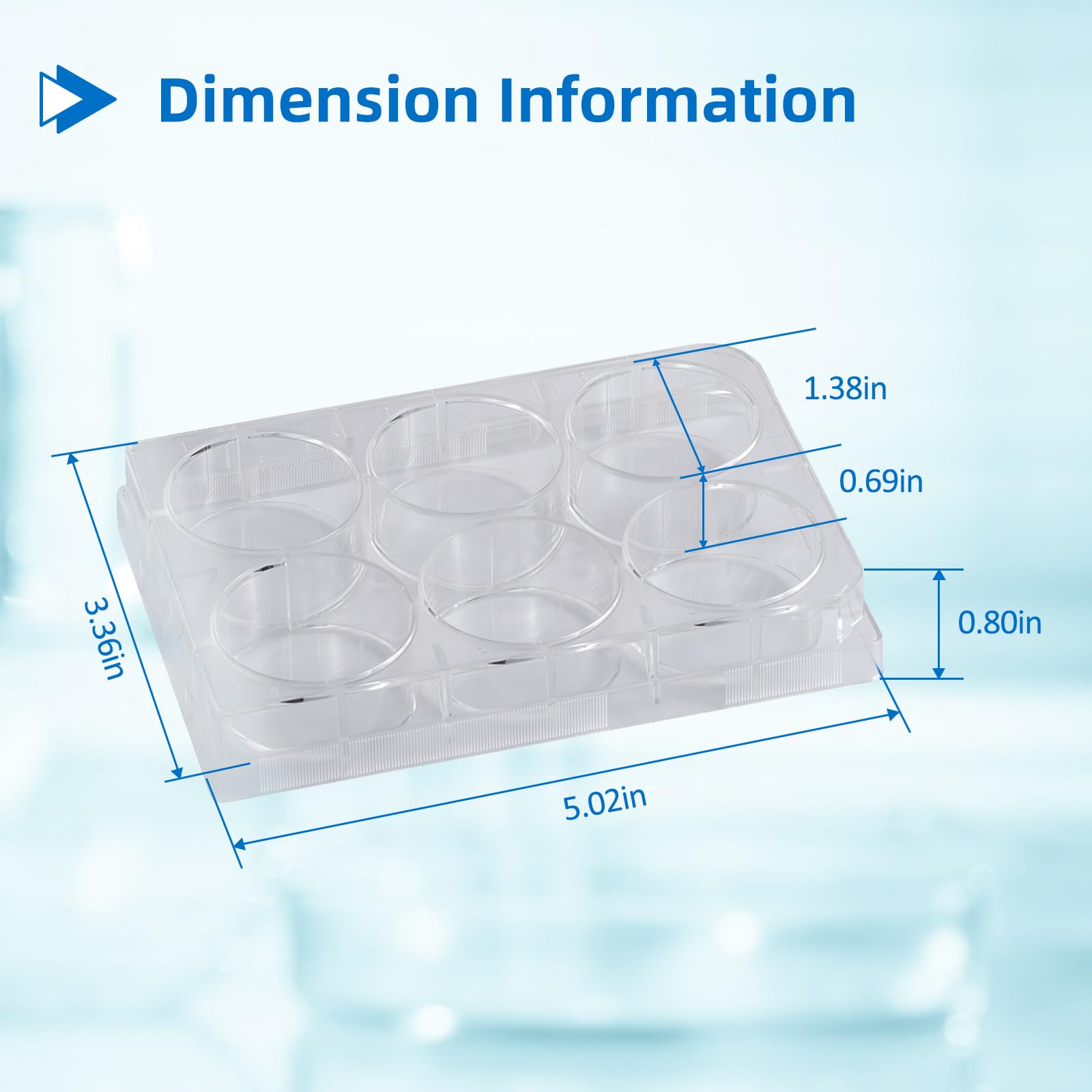 50 Stück Zellkulturplatten 6 Löcher, Sterile Kulturplatte, Gewebekulturplatte, Reaktionsplatte, Polystyrol Petrischale für Laborbiologieräume, Transparent, Einzeln Verpackt