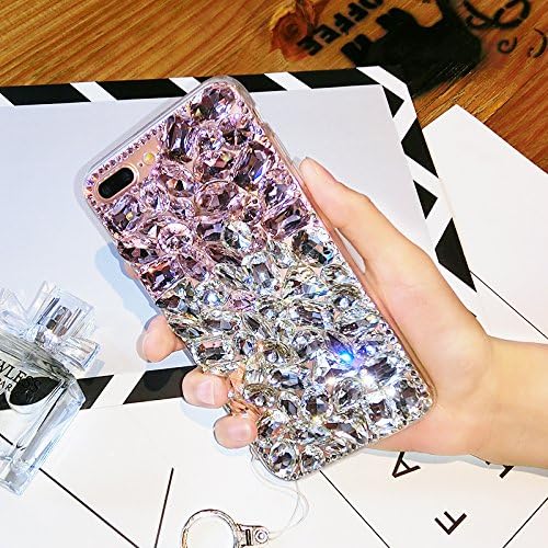 iPhone 6 Plus Case, Aifeer Luxury Handmade Crystal Rhinestone Bling Full Diamond Glitter Case Cover for iPhone 6 Plus 5.5" (Pink & White)