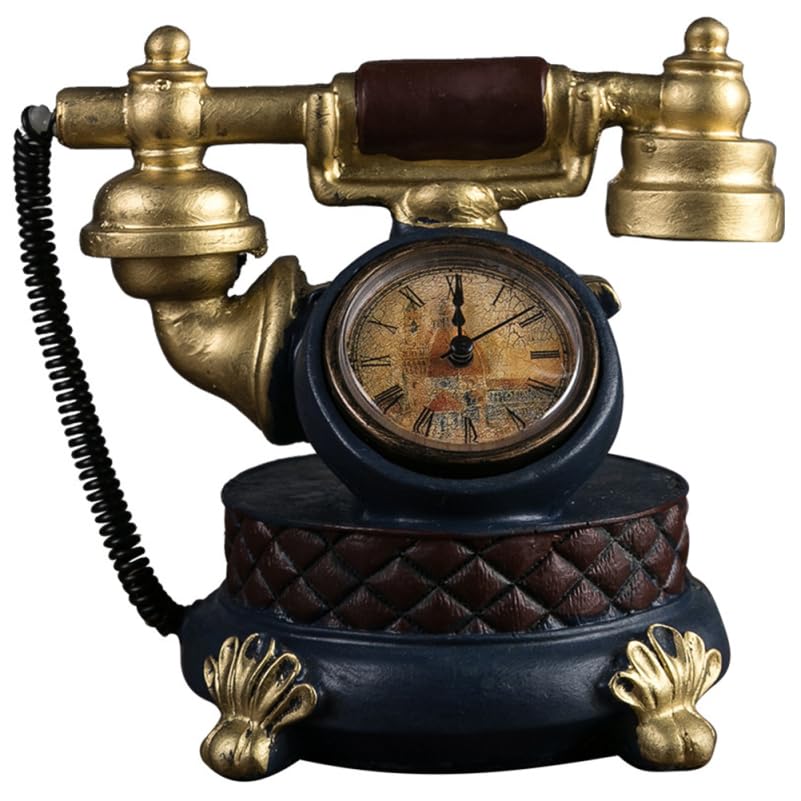 EXCEART 1pc Vintage Rotary Telephone Retro Corded Telephone Vintage Desk Clock Miniatures To Rotate Resin Banquet Table Doll House