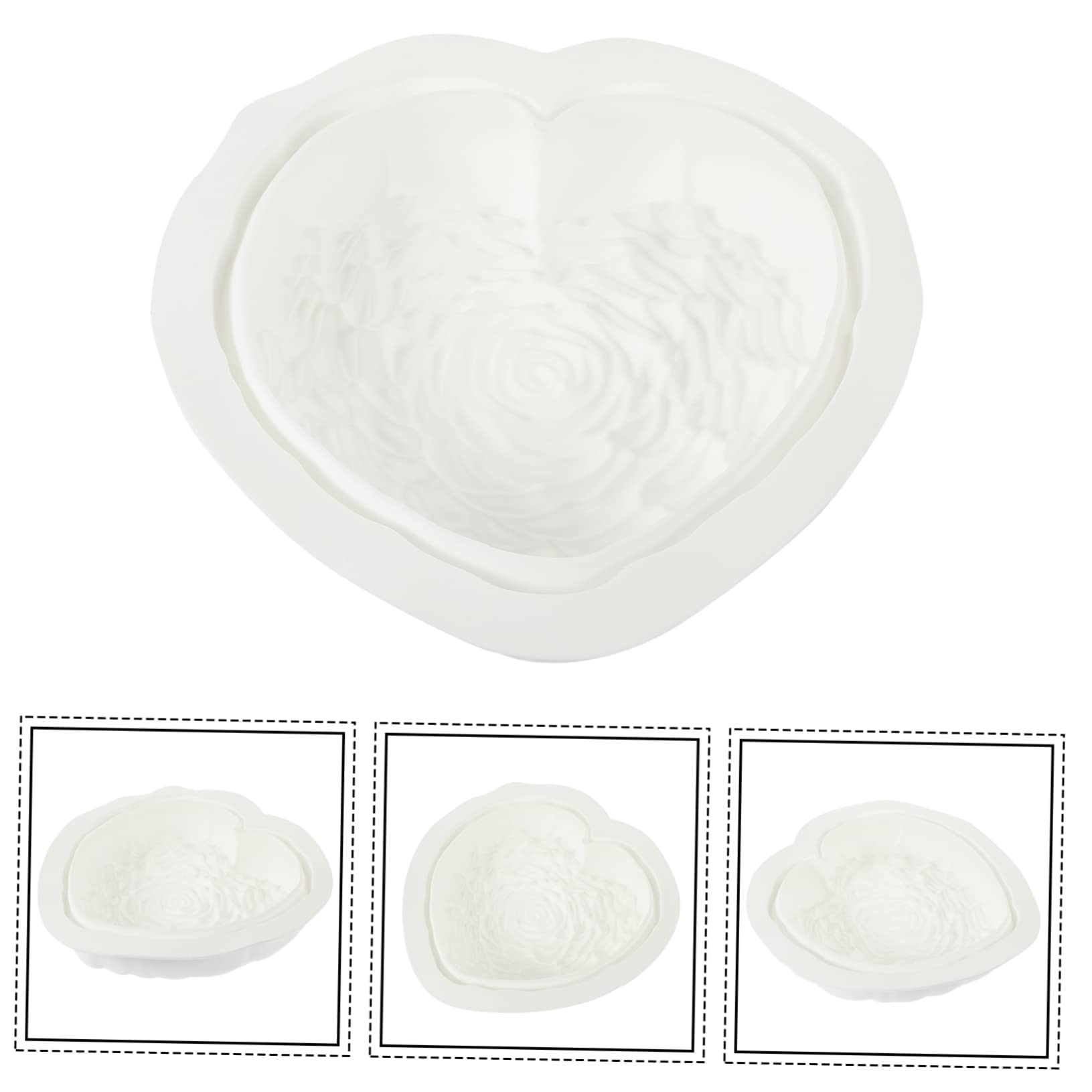 ULTECHNOVO 3 Pièces moule rose d'amour moules en forme de cœur moule à cake coeur d'amour moule à chocolat Outil de cuisson moule à gâteau en silicone Gel de silice blanche