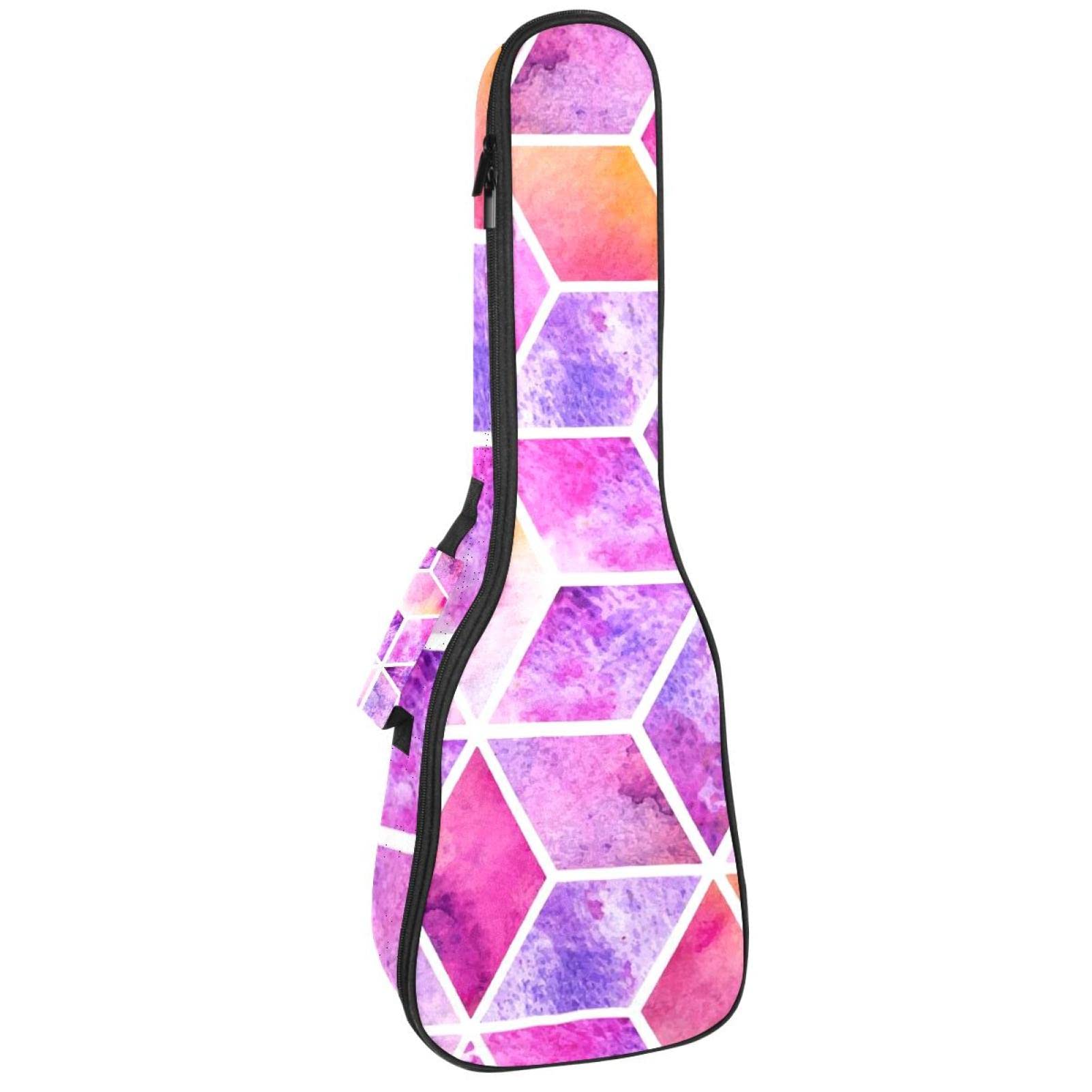 Housse pour ukulélé soprano avec fond en mosaïque aquarelle - Housse pour ukulélé ténor pour adultes avec sangles réglables - Sac rembourré étanche