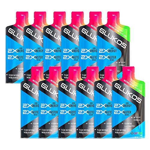 Image of Glukos Energy Gels For Runners 2oz Packets, Running Gels with Electrolytes, Tray of 12 Count
