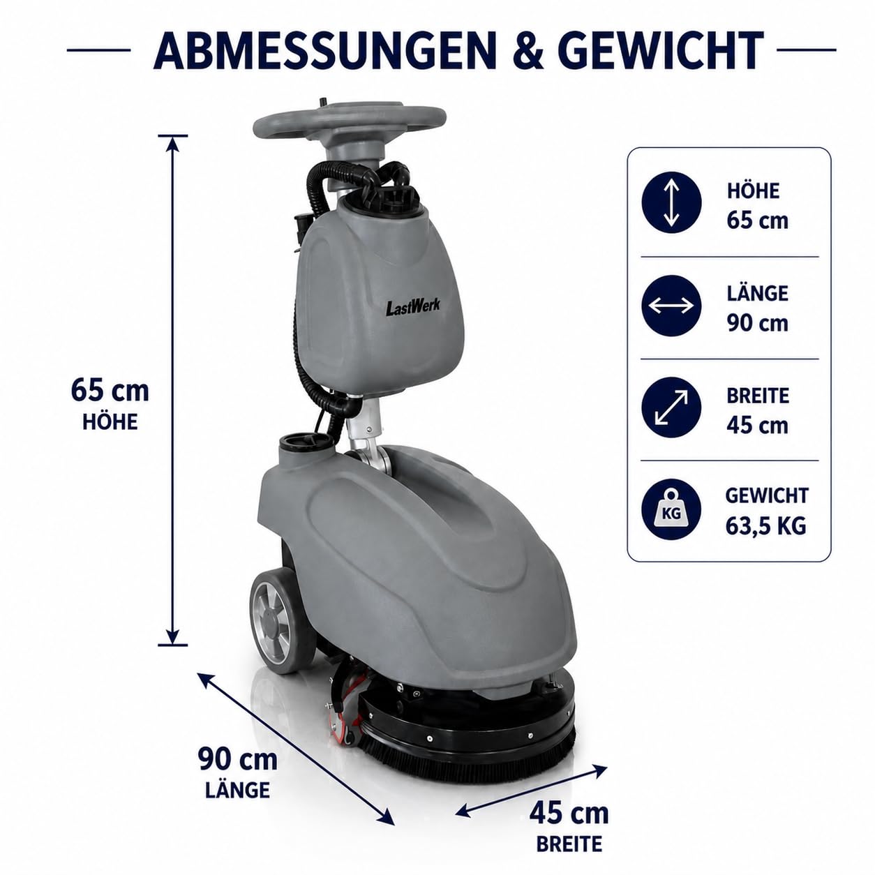Hydromax X1 Scheuersaugmaschine – 3-in-1 Schrubben, Reinigen & Absaugen, 10 L /15 L Wassertank, 24 V/32 Ah Akku, 300 W Bürstenmotor, 400 W Saugmotor, bis 1.350 m²/h, Grau