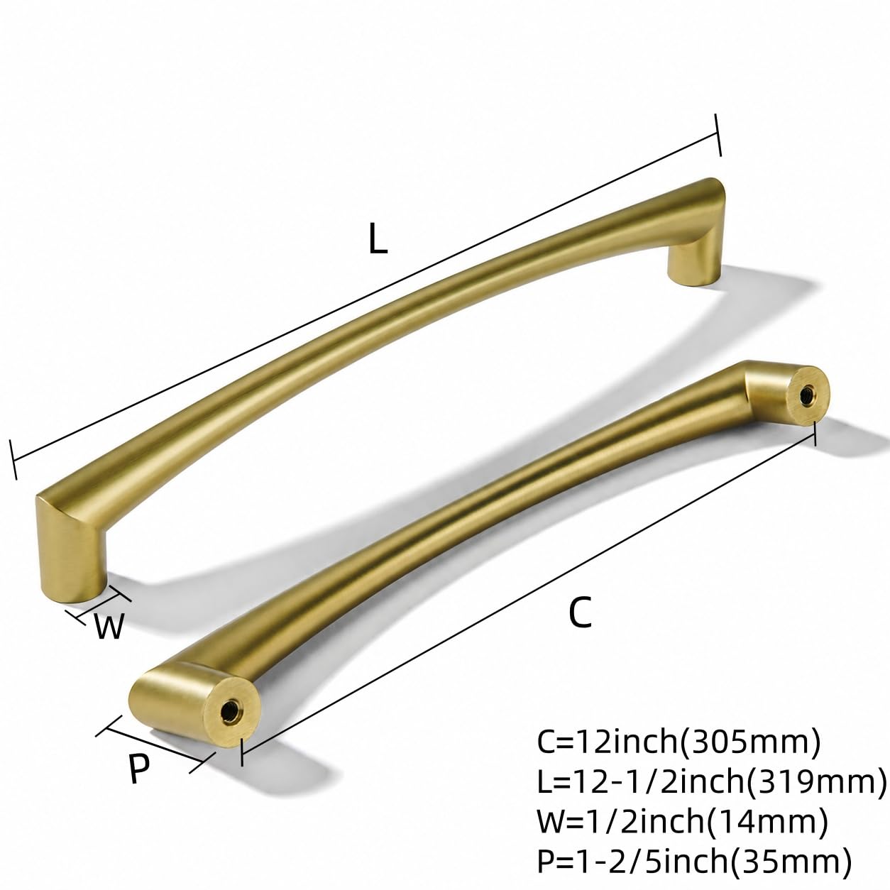 Vibrant Brushed Moderne Brass Appliance Pull - 80445, 12 in (305 mm) — KHTUMEWARE