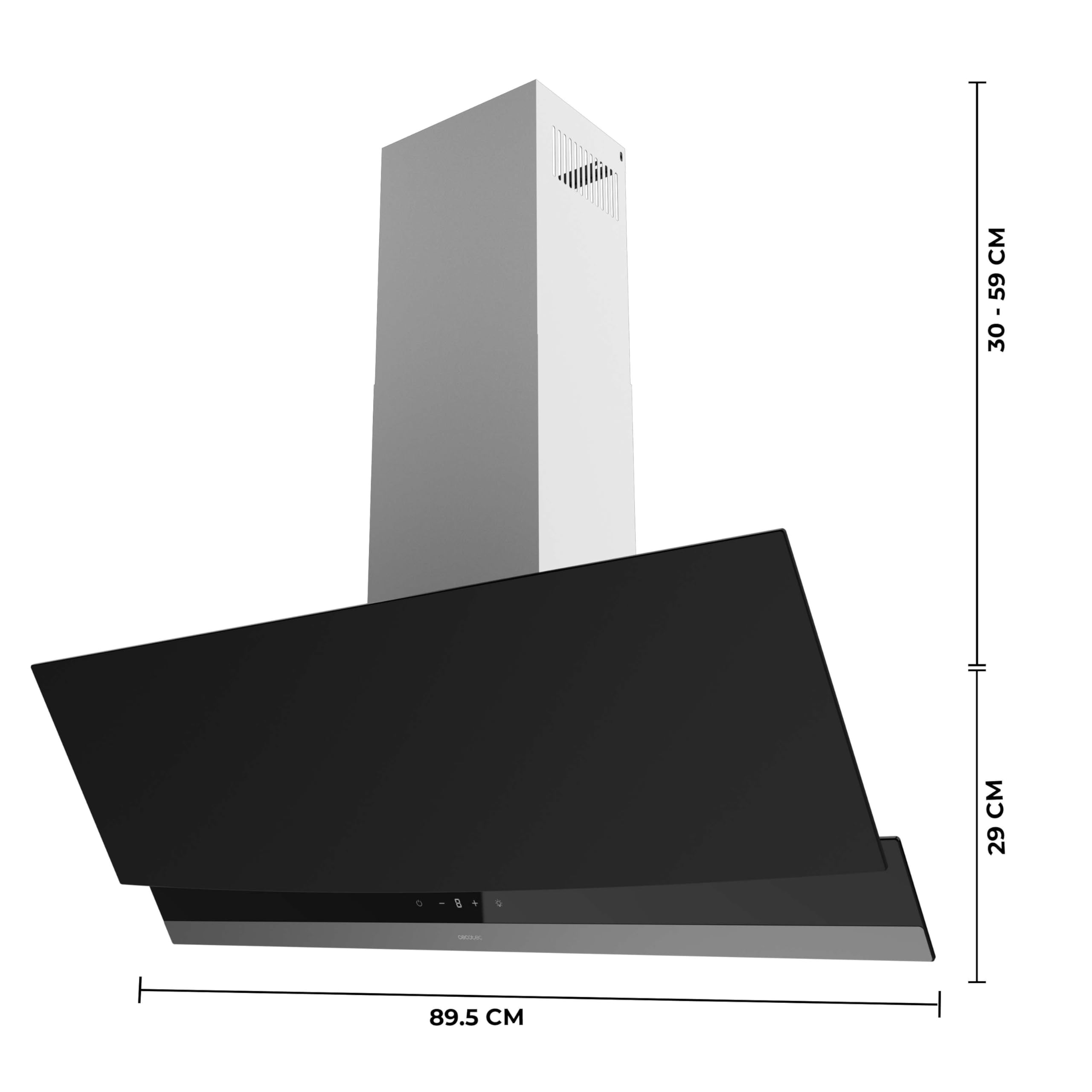 Cecotec Cappa Aspirante 90cm Decorativa Bolero Flux DT 904400 Matt Black A+++. Aspirazione 416,5m³/h, 3 Velocità, Basso Consumo, Motore DC, Controllo del Movimento e Touch, Vetro Opaco, Corpo Inox - 2
