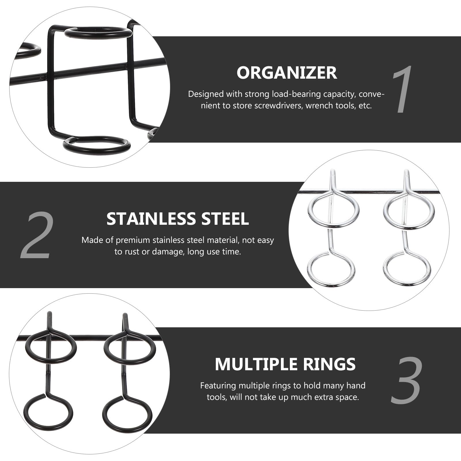 Organizzatore per Utensili da Parete, 4 Pezzi, Acciaio Inox
