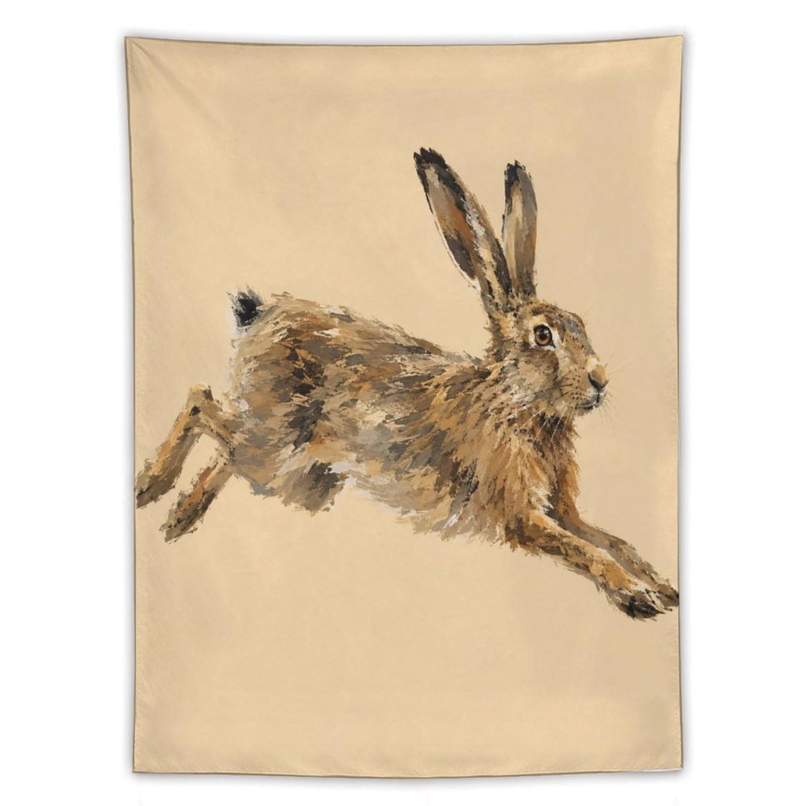 H3B8U2Y5 Leaping Hare Wall Tapestry, Watercolor, Loose Watercolor