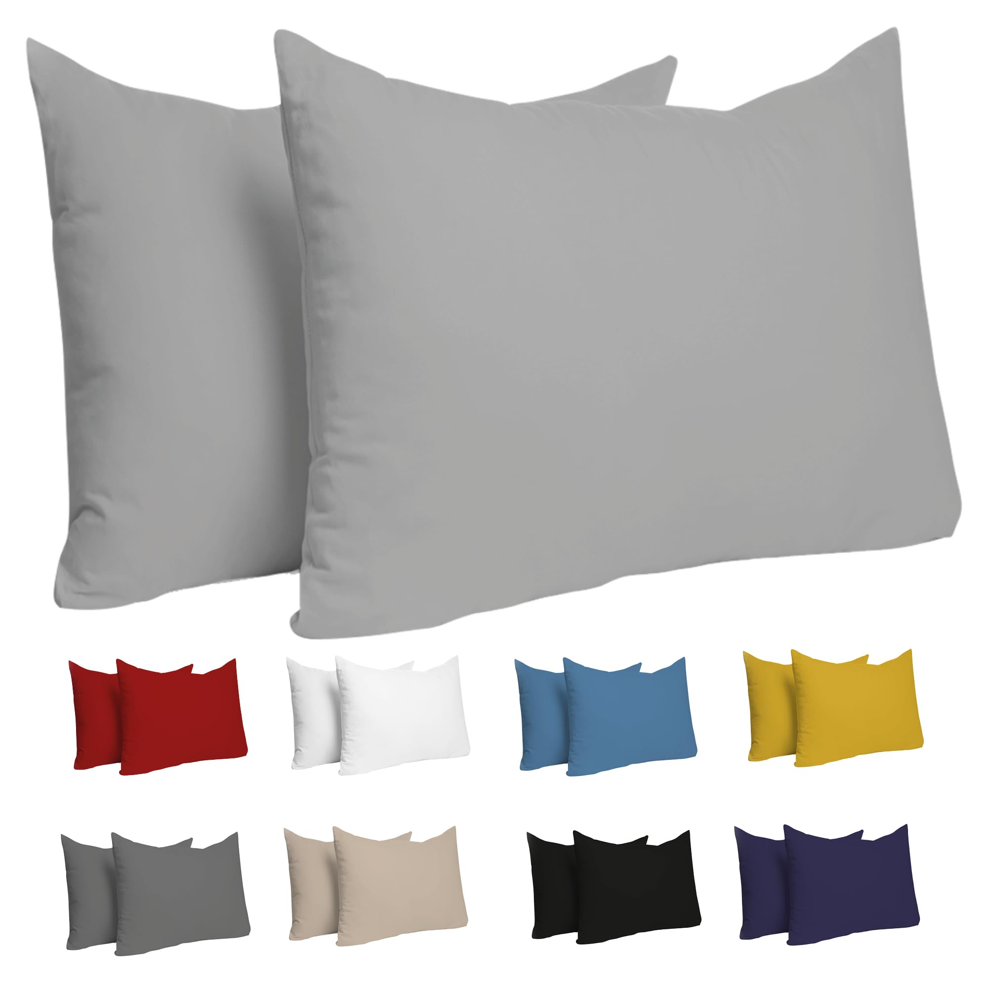 Dreamzie Federe Cuscini 30x50 (Set di 2) - Grigio - per i Cuscini 30 x 50 cm - 100% Jersey di Cotone - Federa da Cuscino - Copri Cuscino per Letto - Fodera Protezione per Cuscino
