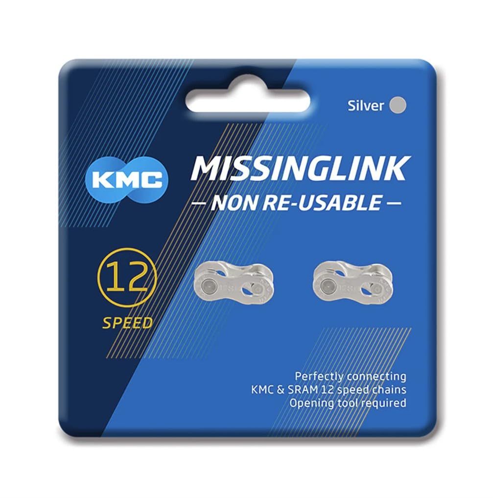 KMC Missing Link 12: für 12-Gang-Kette, Silber, perfekt für KMC, SRAM, Shimano, 2 Stück