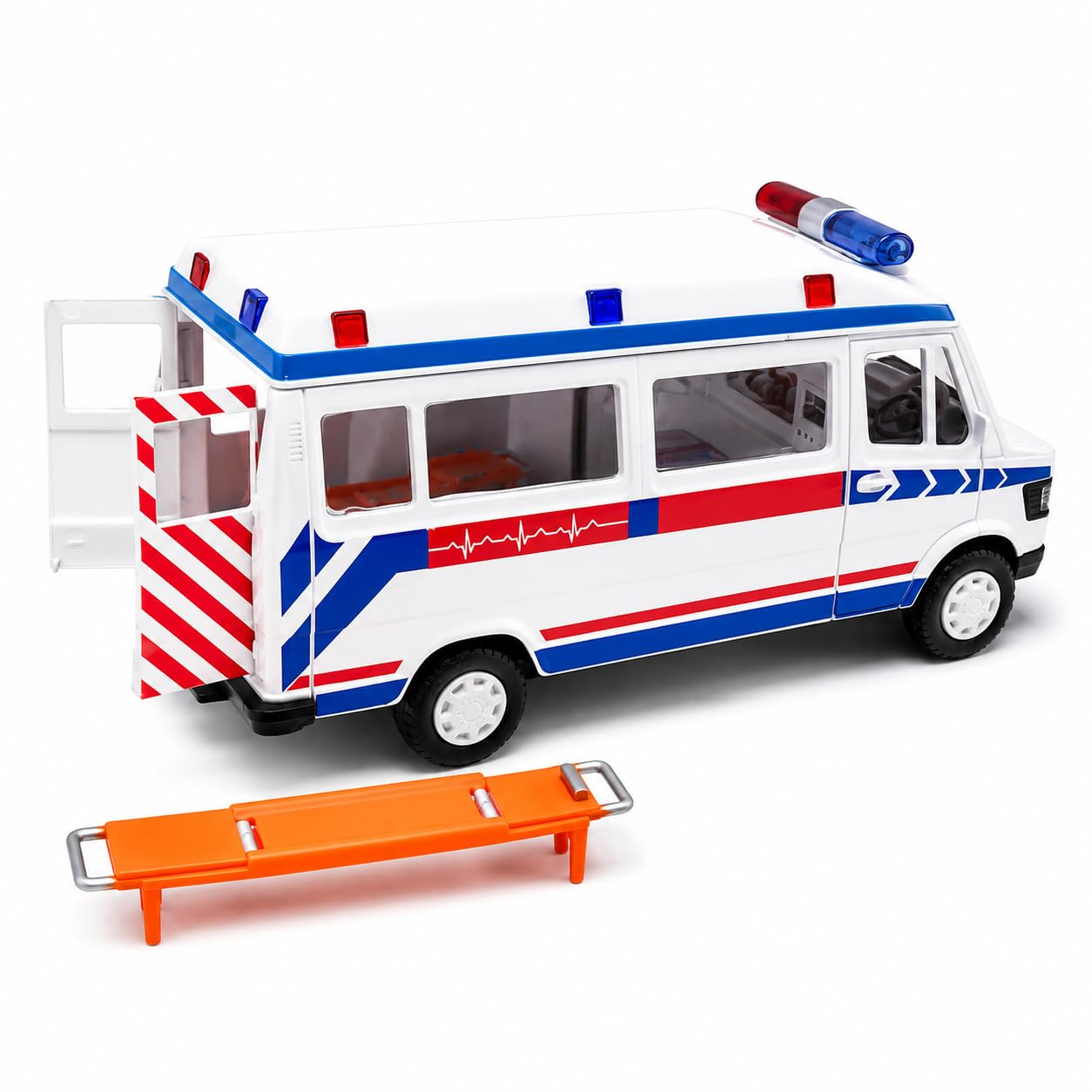 Sheel® Ambulance Toy for Kids – Pull Back Action with Removable Stretcher & Oxygen Cylinder – Opening Doors – Safe Plastic – Non-Battery Toy Vehicle – Made in India – Gift for Boys Age 3+-image-10