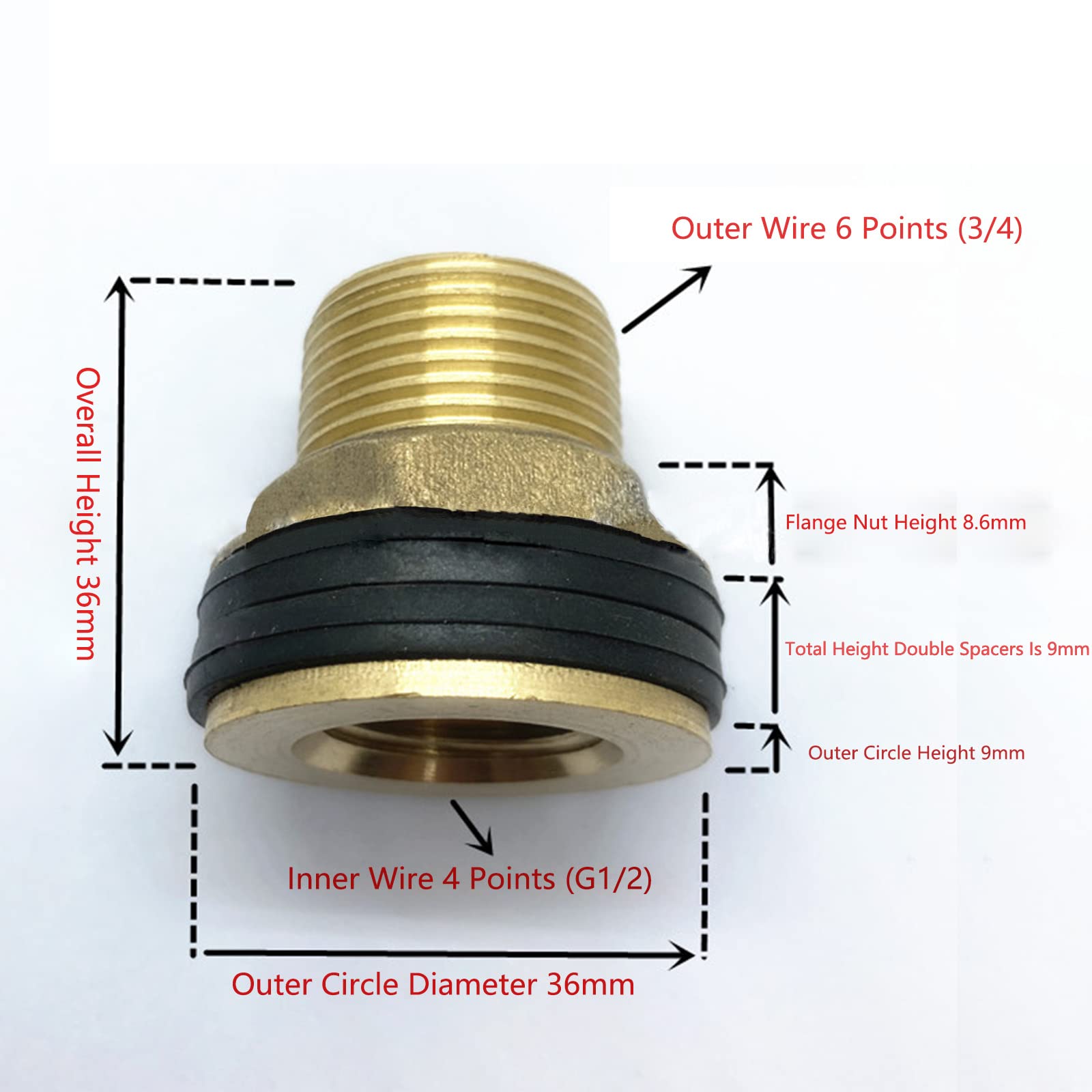 Pack Of 2 1 Inch Water Butt Feedthrough, Multifunctional Bulkhead