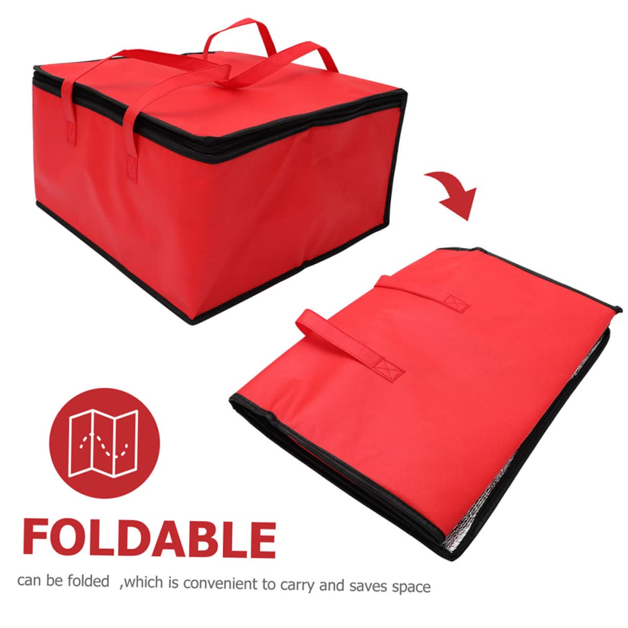 MUCKLILY 2pcs Insulated Pizza Bag for Takeout Food Cake Storage Bag Zipper Insulated Carrying Case